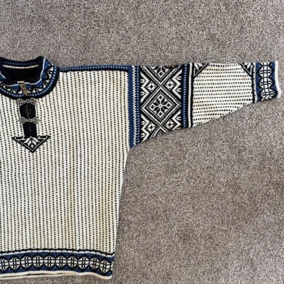 Vintage Dale of Norway Wool Sweater Norwegian Pullover Sweater Ivory Medium - Picture 5 of 16